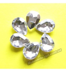 Камені акрилові крапля 10*14 мм конусний низ колір crystal 1000 шт.